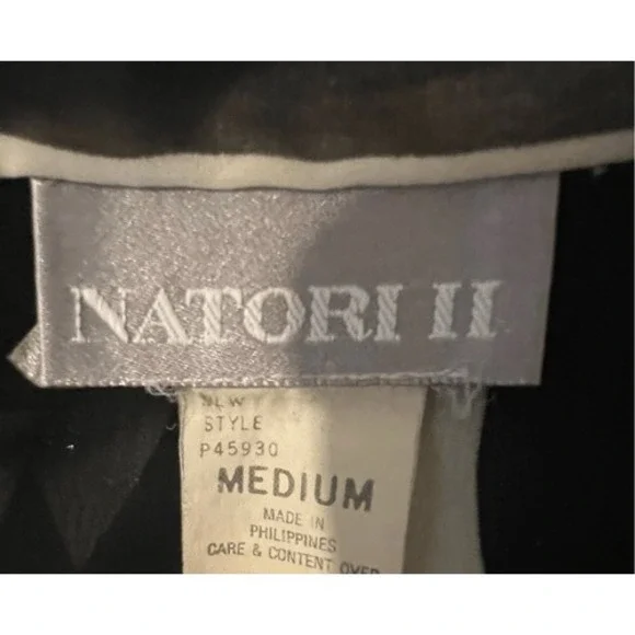 Vintage Natori Vintage Black & White Striped Short Sheer Summer Robe M - Picture 7 of 8